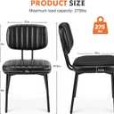 Sweetcrispy Dining Chairs Set of 2, Upholstered Mid Century Modern Kitchen Accent Chairs with Faux Leather Cushion Seat & Metal Legs for Home Office, Living Room - Black
