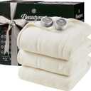 Beautyrest Heated Blanket, Electric Blanket, Soft, Warm, Reversible Plush - Sherpa Heating Blanket with 20 Heat Settings, 1-10 hrs Timer Auto Shut Off, Machine Washable, Queen (90 inx84 in), Ivory