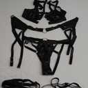 Garter Lingerie for Women,Sexy Lace Lingerie,Sheer Matching 5 Piece Lingerie Set XS