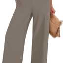 FireSwan Women's Wide Leg Pants Elastic High Waist Casual Palazzo Pants Trousers with Pockets, Size M