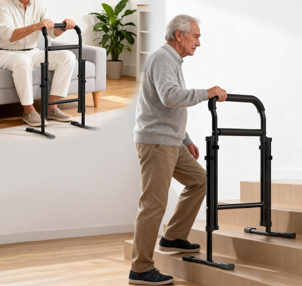 Stair Climbing Aid Cane for Seniors – Height & Width Adjustable, Lightweight Portable, SlipResistant Sturdy | Fits Standard Steps 300lbs | Stair Aid Cane for Elderly, Sore Knees, &PostSurgery
