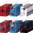 Epakh 24 Pcs Spider Party Favors Bags with Handles Spider Birthday Party Decorations Double Sided Goodie Candy Bags (Class Spider)