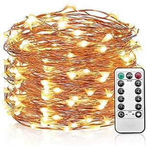 Mikasol Fairy String Lights, 1 Packs Led Fairy Lights Battery Operated Waterproof Copper Wire with Remote Control Fairy Lights for Bedroom. Firefly Lights Christmas Lights 8 Modes (16.4 ft/Warm White)