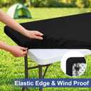 Homing Rectangle Table Cloth Cover, Waterproof Polyester Elastic Fitted Tablecloth, Fits for 6 Foot Folding Tables, Washable Table Protector for Picnic, Camping, Outdoor (Black, 36" x 72")