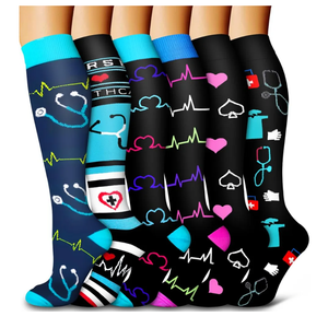 Bluemaple 6 Pack Copper Compression Socks for Women and Men Circulation-Best Support for Medical, Running,Nursing,Athletic L/XL