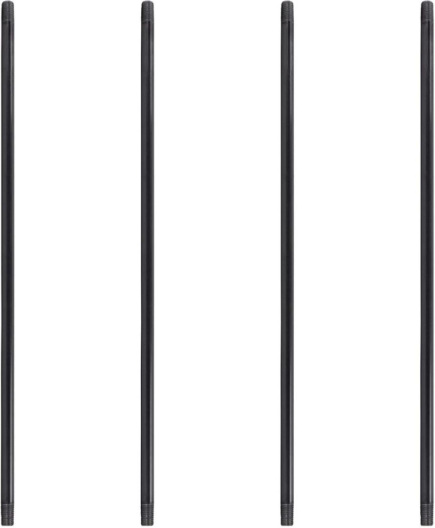 PIPE DECOR 1" x 42" Black Steel Plumbing Pipe, 4-Pack, Pre Cut Connector, Industrial Steel Grey Fits Standard One Inch Threaded Black Malleable Iron Fittings, Build Vintage DIY Furniture