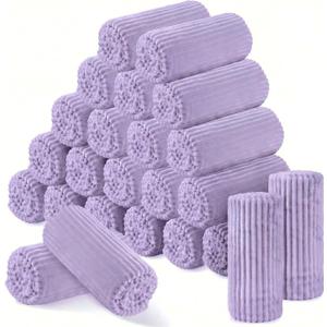 Buryeah 24 Pcs Flannel Throw Blankets Bulk Outdoor Wedding, Light Purple, 50 x 60 inches