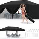 10x20 Pop Up Canopy Tent Outdoor Canopy with 6 Removable Sidewalls One-Person Set Up Heavy Duty Commercial Instant Tent Shelter-Blue (Black)