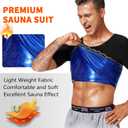 LMCOB Men's Sauna Workout Sweat Shirt - Weight Loss Compression Vest Gym Exercise Shirt (XX-Large, Blue Lining)