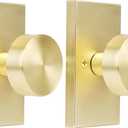 2 Pack Gold Dummy Door Knob Interior,Satin Brass Bifold and Closet Door Knobs Inactive Dummy Door Handles