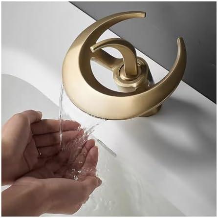 SWHC Waterfall Bathroom Faucet, Brass Bathroom Sink Faucet Flying Saucer Shape Faucet for Bathroom Sink Adjustable Hot and Cold Single Handle Bathroom Faucet SWHC Waterfall Bathroom Faucet, Brass Bathroom Sink Faucet Flying Saucer Shape Faucet for Bathroom Sink Adjustable Hot and Cold Single Handle Bathroom Faucet