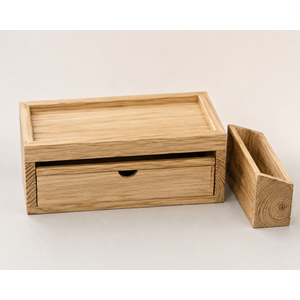 Desk Organizer with Drawers - Bamboo Desktop Organizer Storage | White-Natural Wood Desk Drawers Organizer for Bills, Office Supplies, Cosmetics, Seals No Assembly Required