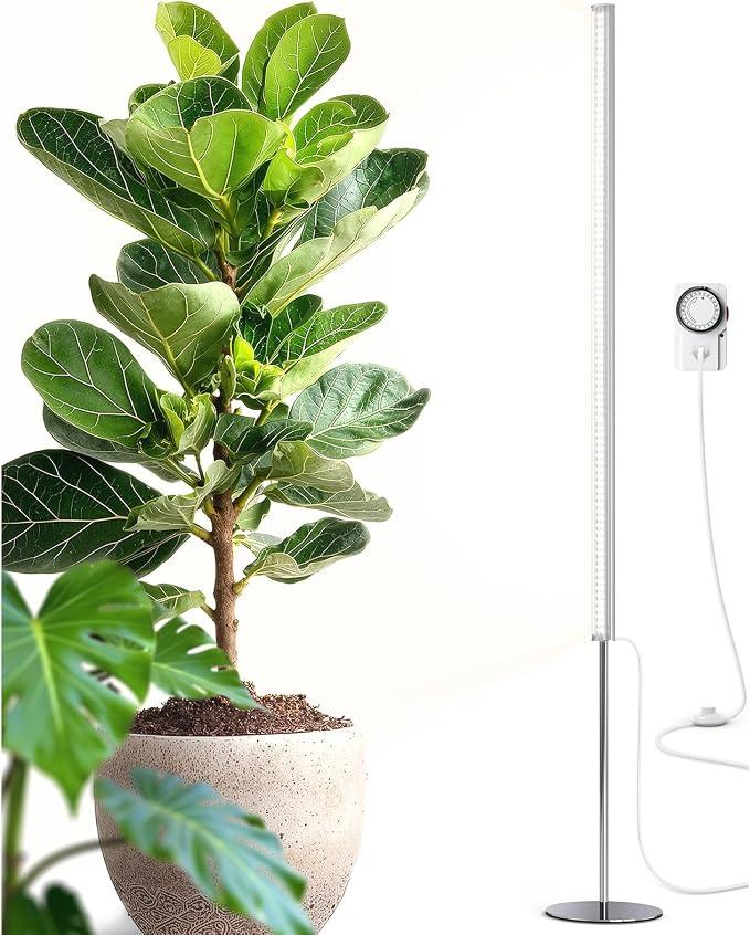 Barrina T1S Vertical Grow Light, 65W 5000K Full Spectrum, 5FT-5.6FT Height
Mechanical Timer, High PPFD Grow Lights for Indoor Plants, Standing Side Lighting to Stand, Tall Plants, Foot Switch, Silver