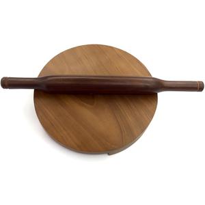 Wooden Chakla Belan Set Indian Rolling Board and Pin Natural Teak Wood Roti Maker Board for Chapati, Dough And Pizza Handmade Kitchen Tool For Everyday Cooking