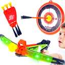 PowerTRC Light Up LED Toy Crossbow Set for Kids | Archery Set with Suction Cup and Arrows and Target | Fun Indoor and Outdoor Game for Kids