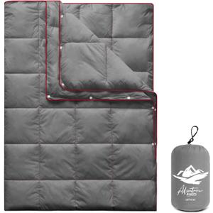Camping Blanket,Lightweight Puffy Blanket Packable Down Alternative Throw Blanket Waterproof Windproof for Outdoors, Travel, Beach, Airplane, Hiking (52x75", Grey)