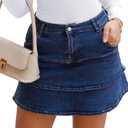 GOBLES Women's Summer Cute Mid Waist Ruffles A Line Streetwear Mini Denim Skirts, Size: Small