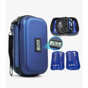 Insulin Cooler Travel Case TSA Approved Medication Diabetic Cooler for Travel with Temperature Display Refrigerated Medicine Organizer Bag with 2 Ice Pack