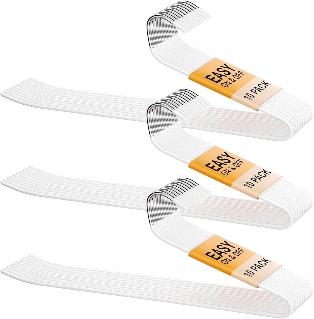 MOPALL Pants Hangers 30 Pack, Non Slip Durable Open Ended Metal Clothes Hangers, Rubber Coated Trouser Hanger Space Saving Convenient for Pants, Jeans, Scarfs and Towels