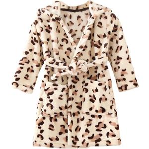 YOLIA Boys Girls Robes Kids Hooded Sleepwear Soft Fleece Bathrobes Cute Housecoat Gowns (5T, Leopard)