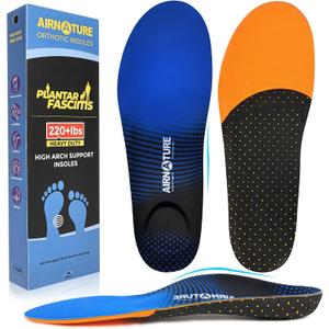 Insoles Orthotics for Plantar Fasciitis Relief, 220+ lbs High Arch Support Insoles for Men Women Flat Feet, Foot Pain Inserts fit Work Boots Shoes for Standing All Day (Men(9-9.5)-Women (11-11.5)-(284mm), Blue)