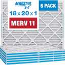 Aerostar 18x20x1 MERV 11 - 6 Count - Pleated HVAC, Furnace & Air Conditioner Filters - Removes Dust, Cold & Flu Germs, Lint, Mold, Pet Dander, Allergy-Causing Pollen, Smog & Smoke (17.8" x 19.8" x 0.8")