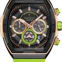 TEARTRACE Watches for Men Original Analog Quartz Waterproof Sport Mens Watches Tonneau Chronograph Luminous Fashion Unique Casual Watch with Silicone Strap