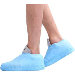 2 x Waterproof Silicone Shoe Covers for Rain,Reusable Non Slip Rubber Rain Shoe Cover Cycling Shoe Protectors Outdoor with Non-slip Sole Apply to Men,Women,Kids(Small Blue)