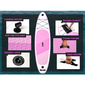 Quashley Inflatable Stand Up Paddle Board Ultra-Light Paddleboards 10.5'×34"/11'×32" Wide Board for Beginners with All Premium SUP Accessories for Youth & Adults Yoga and Fishing (Pink)
