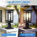 14'' Outdoor Solar Post Light, Dusk to Dawn Solar Lamp Post Light, Black Lamp Posts Light Fixture, Waterproof Outdoor Pole Lights for Yard Garage Porch Patio, 1Pack (Included Mounting Base)