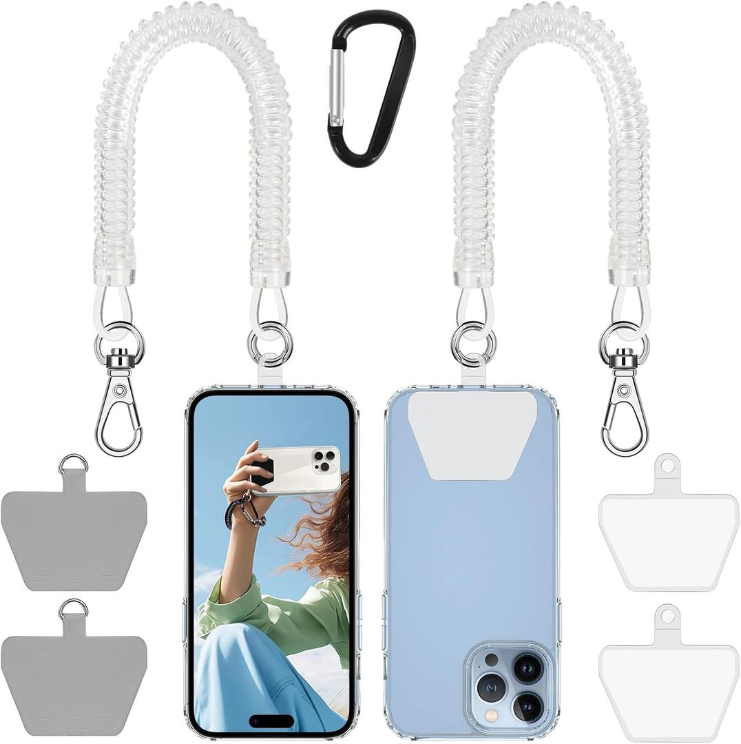 Doormoon Phone Lanyard Leash with 4 Patch, 2* Phone Tether, 4* Phone Tether Tab, 1* Carabiner for Climbing Outdoor Hiking Cycling Skiing Compatible for Smartphones Keys
