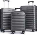 LIGHT FLIGHT Luggage Sets, 3 Piece Durable Suitcase Set with Spinner Wheels, 3 Pcs Hardside Lightweight luggage with TSA Lock, Large Checked Travel Suitcases, 20/24/28 Inch, Gray