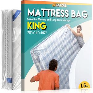Plastic Mattress Bag for Moving Storage, Waterproof Mattress Cover, Mattress Protector for Moving Supplies - King Size (1.5MIL)