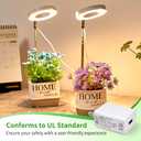 Brightown Plant Grow Light, LED Growing Light for Indoor Plants, 2 Head 96 LED Adjustable Height Growing Lamp with Timer, 3 Dimmable Brightness Levels, Low Safe Voltage, Perfect for Small Plants (1-Pack, White)
