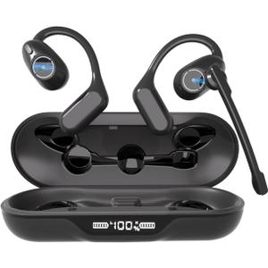iDIGMALL Bluetooth 5.4 Headset w/Detachable Microphone, Open Ear Headphones w/Noise Canceling Mic & Mute for Call, Multipoint Wireless Earbuds w/Charging Case for Office Home Work Driving Travel, 60H