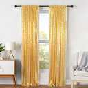 ShinyBeauty Sequin Backdrop Set of 4, 2FTx8FT Photo Backdrop Sequin Curtains Shimmer Wall Backdrop Photograph Backgrounds Sparkle Backdrop Curtains (Iridescent Green and Gold)