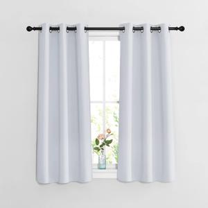 NICETOWN Room Darkening Kitchen Curtains - Window Treatment Thermal Insulated Grommet Light Blocking Curtains & Drapes for Bedroom/Bathroom (2 Panels, W37 x L48, Greyish White)