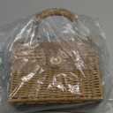 Oweisong Wicker Rattan Purse for Women Summer Beach Woven Straw Tote Bag | Box Basket Bucket, Square Purse, For Vacation, Boho Handbag, Black Beach Bag