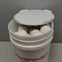 PowerNet Launch F-lite Softball & Baseball Pitching Machine, Dimpled Practice Balls, Bucket of Baseballs, Coaching Bucket Bundle for Pitching Machine, Baseball Training Equipment