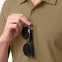 Breathable Pique Jersey Mens Polo Shirt UPF 50+ Quick Dry Performance (Beige, M)