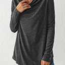 Womens Shirts Long Sleeve Cowl Neck Tops Basic Dressy Casual Sweatshirts Loose Fit Sweater Fall Fashion Trendy 2024 Blouse (Black, S)