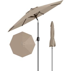 GarveeLife 10FT Outdoor Patio Umbrella, Table Umbrella, Market Umbrella with Push Button Tilt and Crank, 8 Sturdy Ribs UV Protection Waterproof for Garden, Deck, Backyard, Pool, Tan