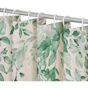 Gibelle Polyester Linen MintGreen Eucalyptus Shower Curtain, Watercolor Plant Leaves with Floral Bathroom Shower Curtain Set, 72x72