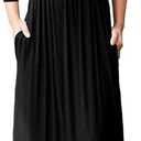 WNEEDU Women's 3/4 Sleeve Casual Loose Long Maxi Dresses with Pocket (Medium)