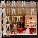 2 x 20Pcs Valentlnes Day Tree Bows Decorations,Galentines Decor Bows Coquette Decorations Bow Hanging String Garlands Lovers Day Decor Wedding Anniversary Birthday Party Supplies