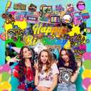 59 Pcs Hip Hop Birthday Party Supplies, Back to The 80s Themed Party Decoration Retro 90s Backdrop Balloons Cake Cupcake Topper for Rock Hippie Themed Party Decor