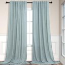 Aqua Curtains 84 Inch Length for Living Room Pair Set Back Tab Pocket Linen Panels Semi Sheer Blue Green Curtains for Bedroom Kids Teen Boys Coastal Beach Farmhouse Decor Seafoam Mint Teal Grey Gray