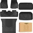 LASFIT 6PC Premium Extra Thick Floor Mats for Tesla Model Y 2025 2024 2023-2020 5 Seater | Custom Fit TPE All Weather | Model Y Accessories 1st & 2nd Row & Cargo Trunk Mats Full Set, Black