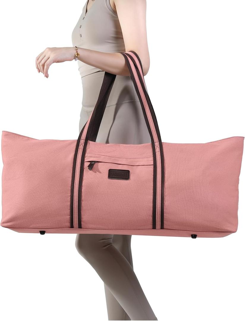 with Multi-Functional Storage Pockets Full-Zip Extra Large Yoga Mat Tote Bag Sports Gym Pilates Bag (Pink)