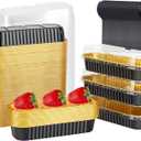 Mini Loaf Pans with Lids 100 Pack,LNYZQUS 6.8oz Aluminum Foil Mini Cake Baking Pans Cupcake Tins Containers,Disposable Ramekins Bread Baking Cups Muffin Tins Holders-Black